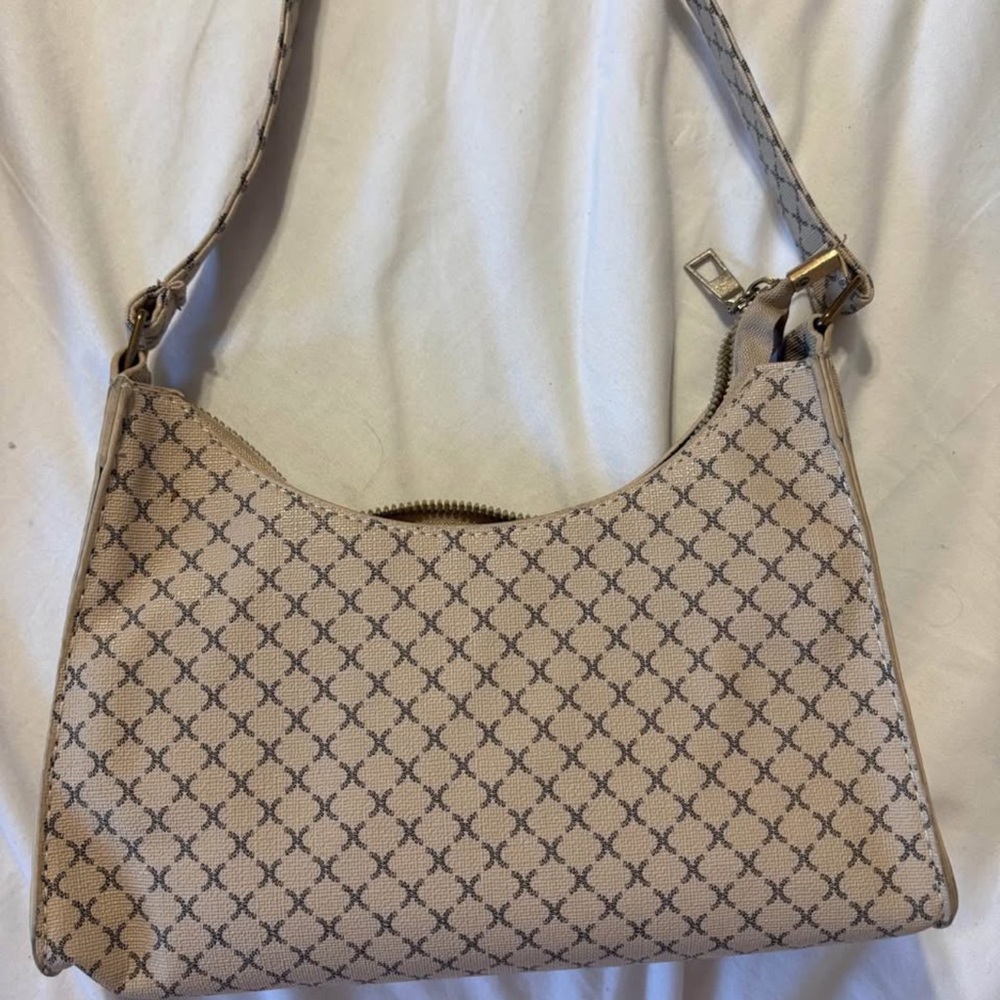 Elegant Beige Patterned Shoulder Bag